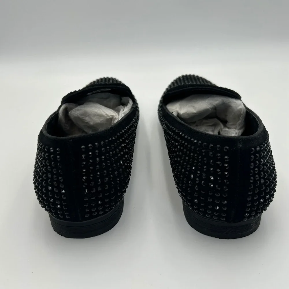 Steve Madden Black Rhinestone Loafers Mens 12 Caviarr Dress Shoes Formal Comfort